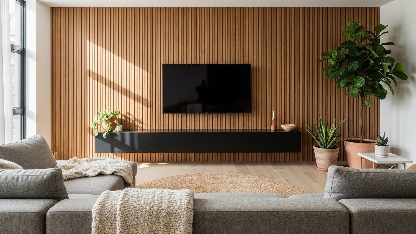 27 Wooden Slat TV Wall Ideas That Add Warm Texture