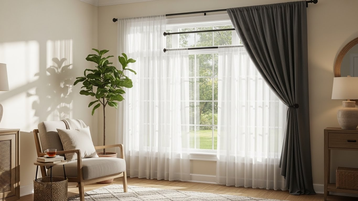 24 Double-Rod Curtain Styling Ideas for Beautiful Layered Looks