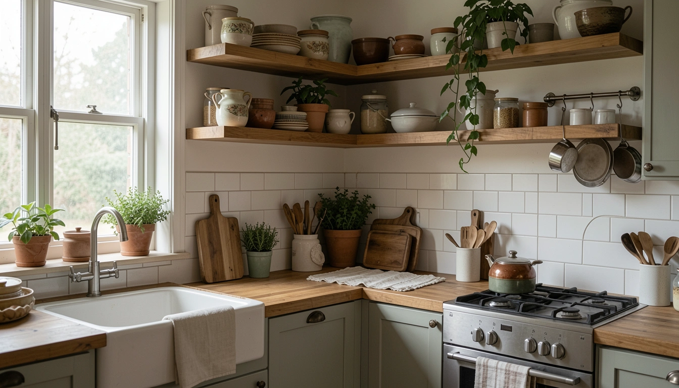 How to Decorate Kitchen Corner Floating Shelf