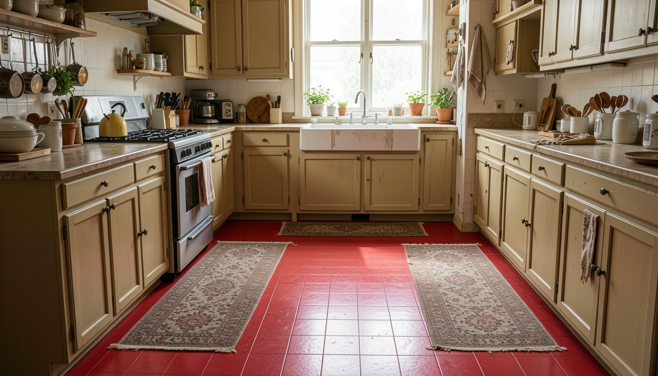 How to Decor Red Kitchen Floor